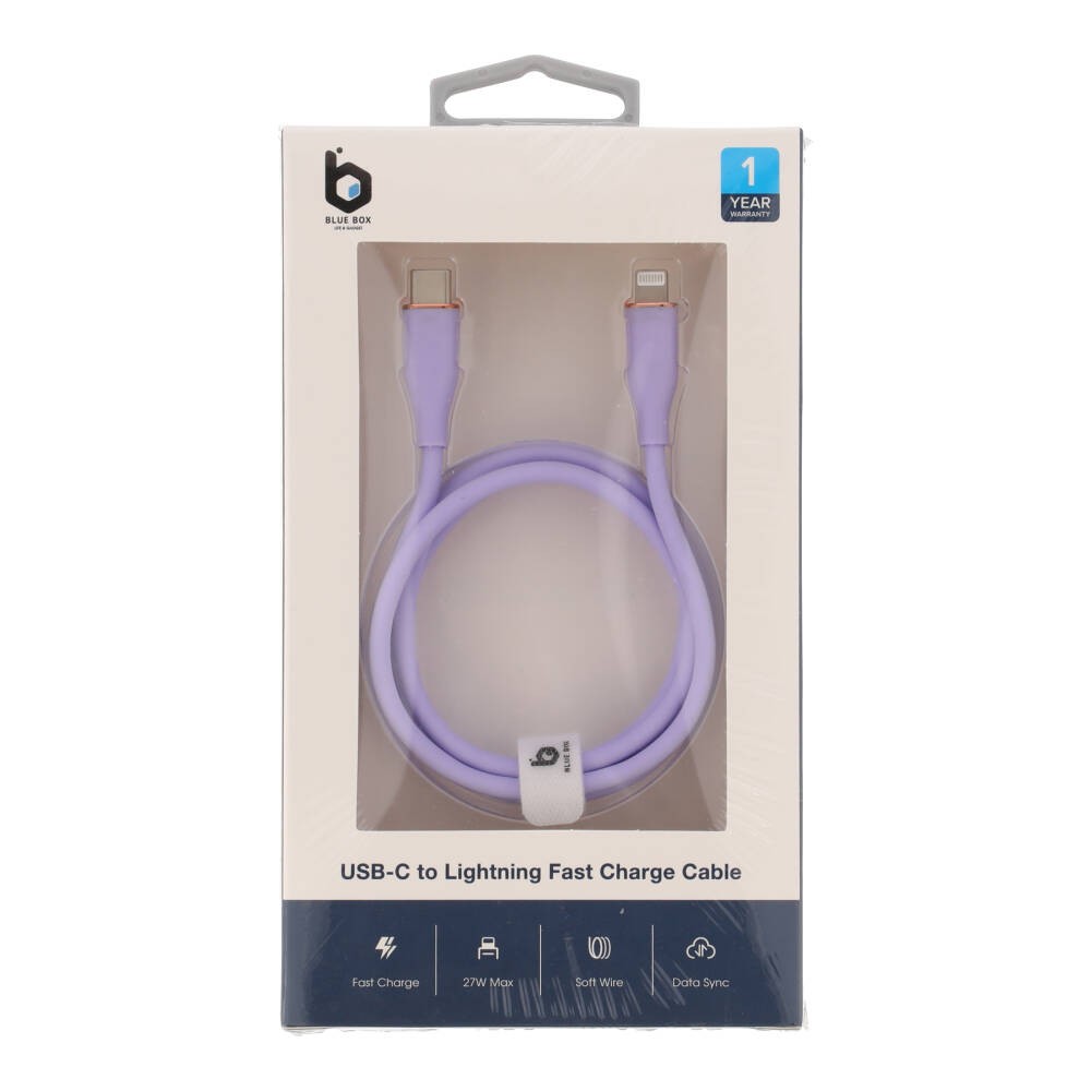 สายชาร์จ Blue Box USB-C to Lightning Cable 3A/27W Liquid Silicone Fast Charge 1 เมตร Purple