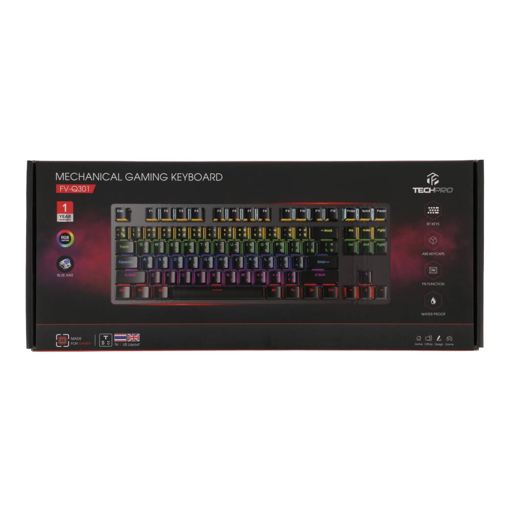 คีย์บอร์ดเกมมิ่ง TECHPRO Gaming Keyboard Mechanical FV-Q301 Black