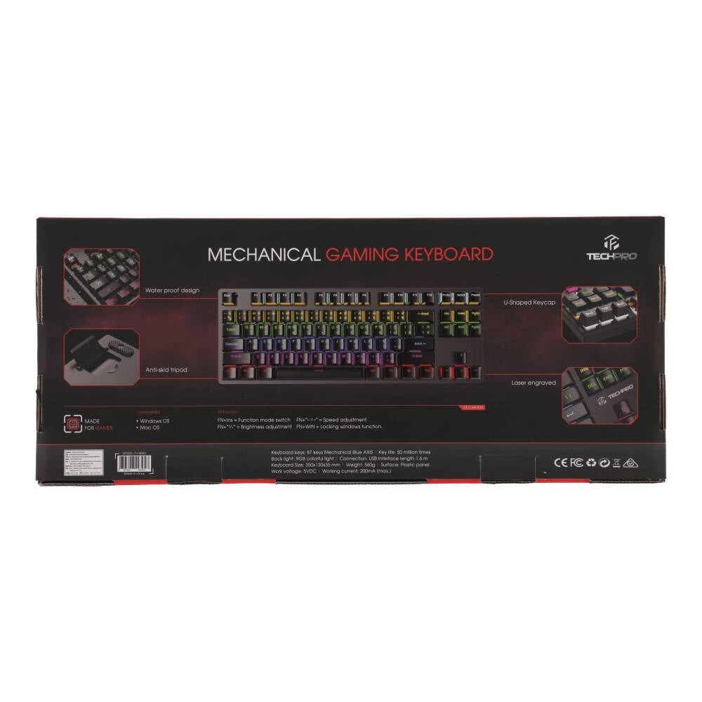 คีย์บอร์ดเกมมิ่ง TECHPRO Gaming Keyboard Mechanical FV-Q301 Black