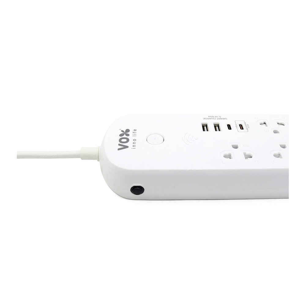 รางปลั๊กไฟ VOX Plug Nova iOT 1 Switch 5 Outlet 2 USB 1 Type-C 1 PD20W Fast Charge 3M. White