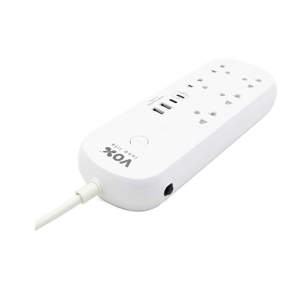 รางปลั๊กไฟ VOX Plug Nova iOT 1 Switch 5 Outlet 2 USB 1 Type-C 1 PD20W Fast Charge 3M. White