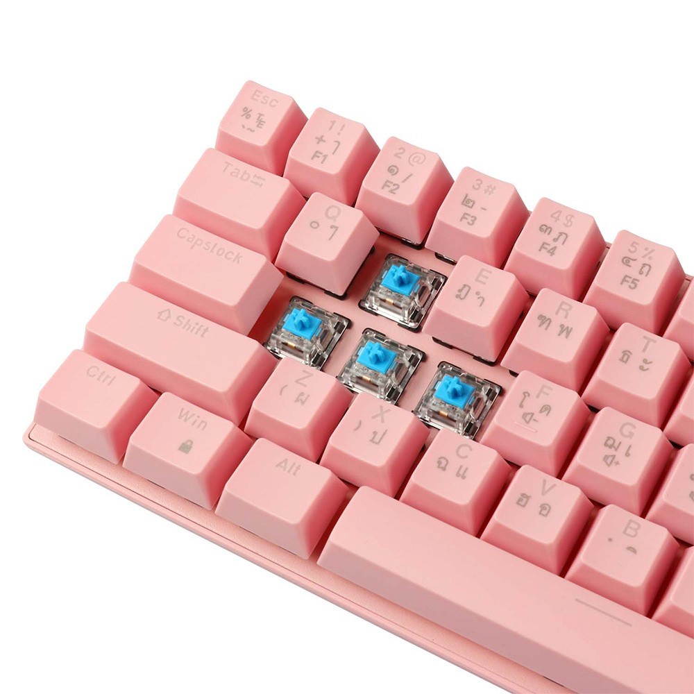 คีย์บอร์ดเกมมิ่ง Tsunami Gaming Keyboard MK-61 Pro Sakura Pink Blue Switch