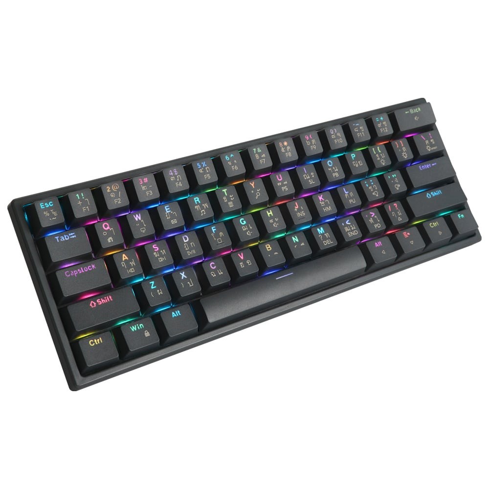 คีย์บอร์ดเกมมิ่ง Tsunami Gaming Keyboard MK-61 Pro Graphite Gray Blue Switch