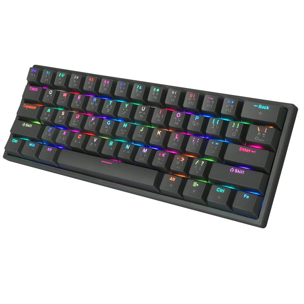 คีย์บอร์ดเกมมิ่ง Tsunami Gaming Keyboard MK-61 Pro Graphite Gray Blue Switch