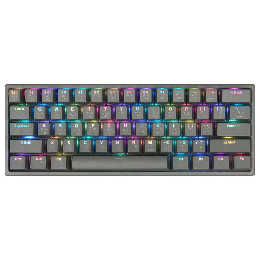 คีย์บอร์ดเกมมิ่ง Tsunami Gaming Keyboard MK-61 Pro Cement Gray Blue Switch