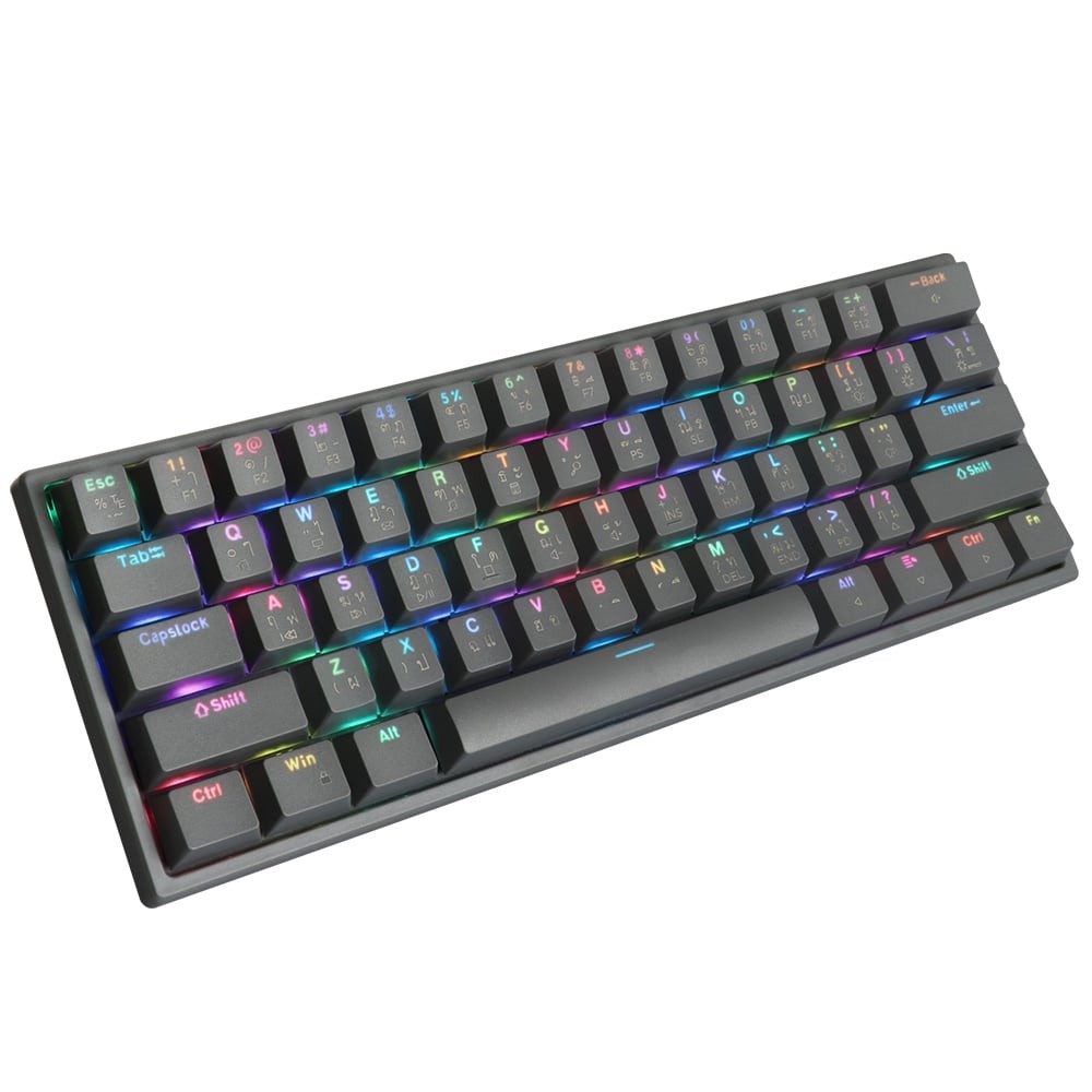 คีย์บอร์ดเกมมิ่ง Tsunami Gaming Keyboard MK-61 Pro Cement Gray Blue Switch
