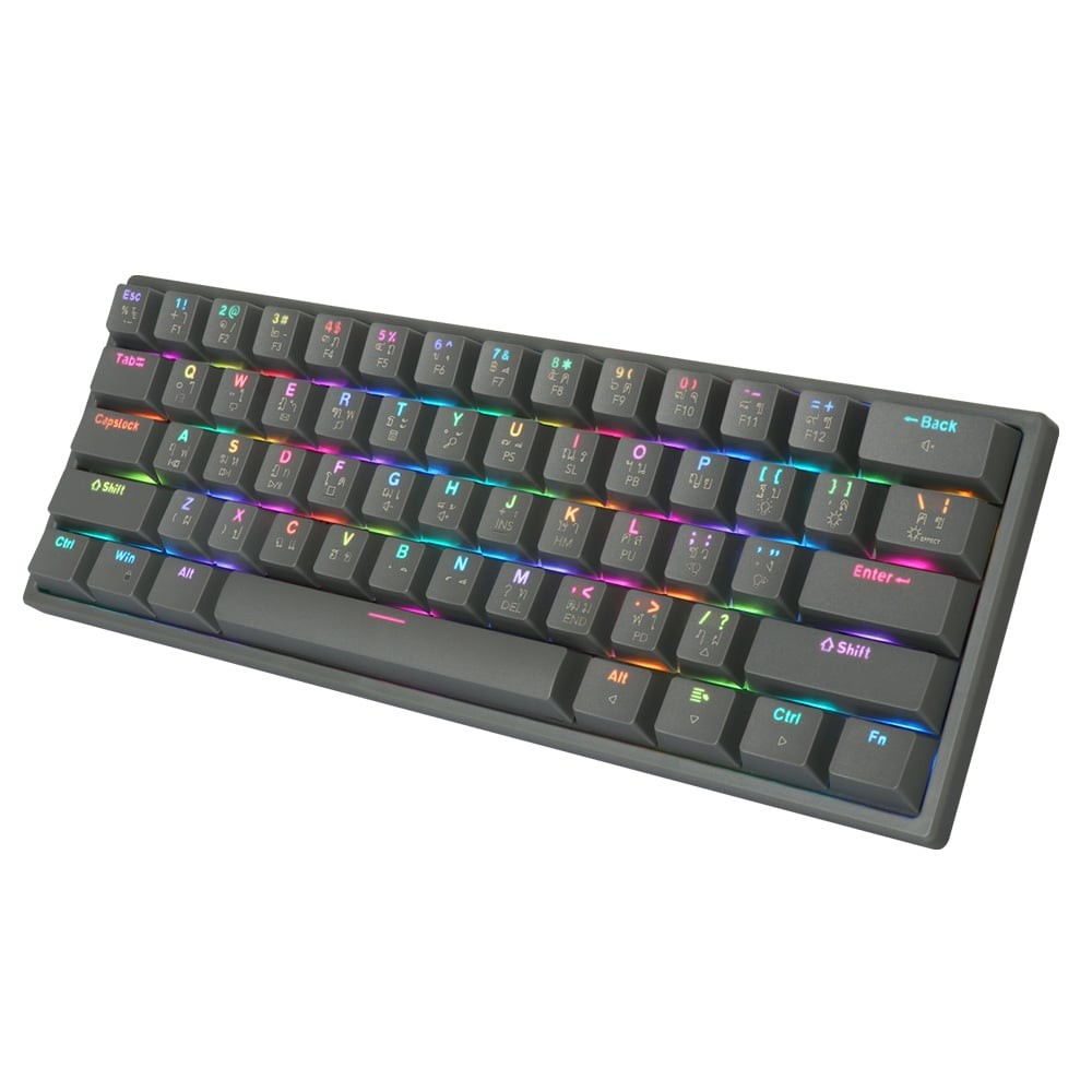 คีย์บอร์ดเกมมิ่ง Tsunami Gaming Keyboard MK-61 Pro Cement Gray Blue Switch