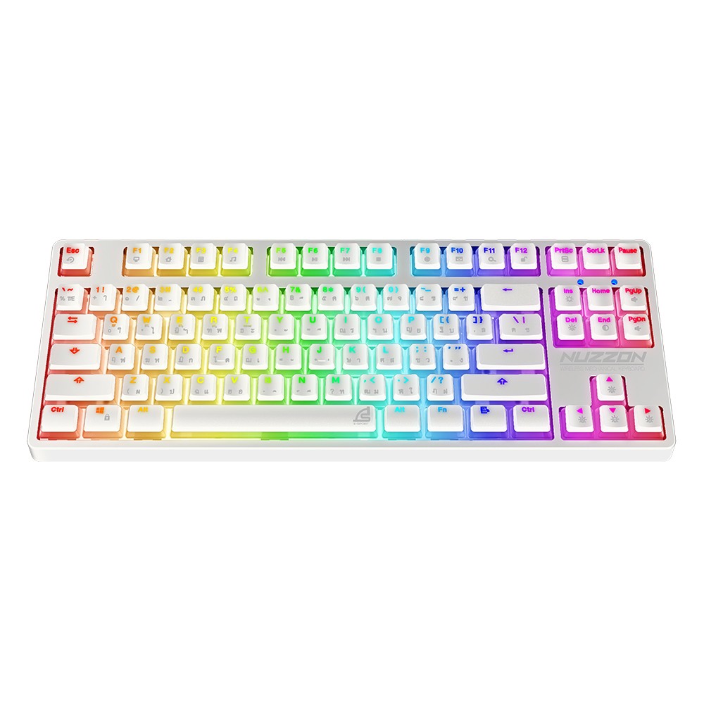 คีย์บอร์ดเกมมิ่ง Signo Gaming Keyboard Nuzzon KB-751 Wireless Mechanical White (Blue Switch)