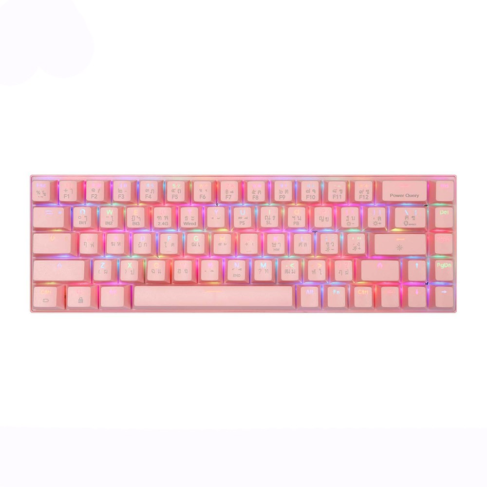 คีย์บอร์ดเกมมิ่ง Tsunami Gaming Keyboard MK-68 Pro Sakura Pink Blue Switch