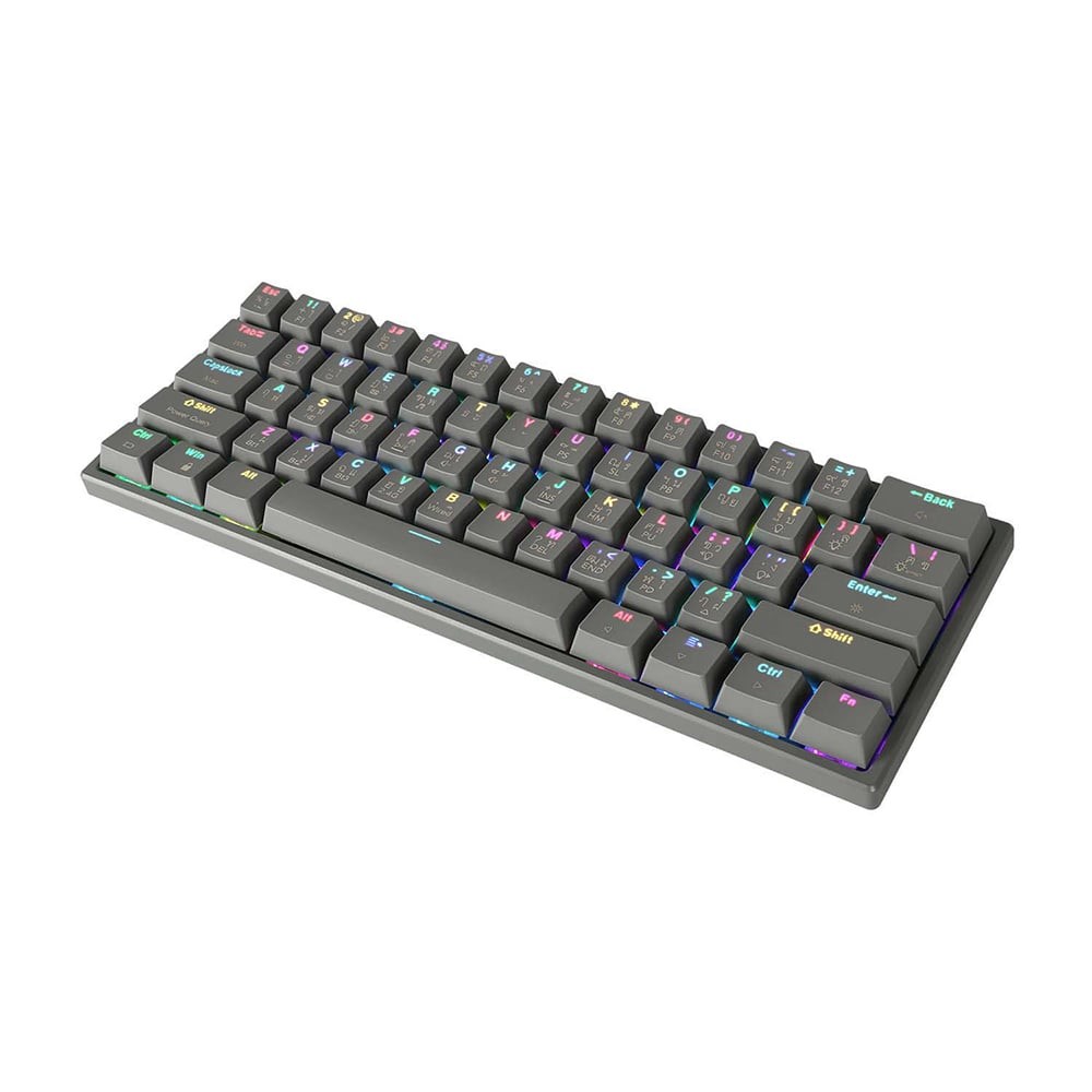 คีย์บอร์ดเกมมิ่ง Tsunami Gaming Keyboard MK-61 Max Cement Gray Red Switch