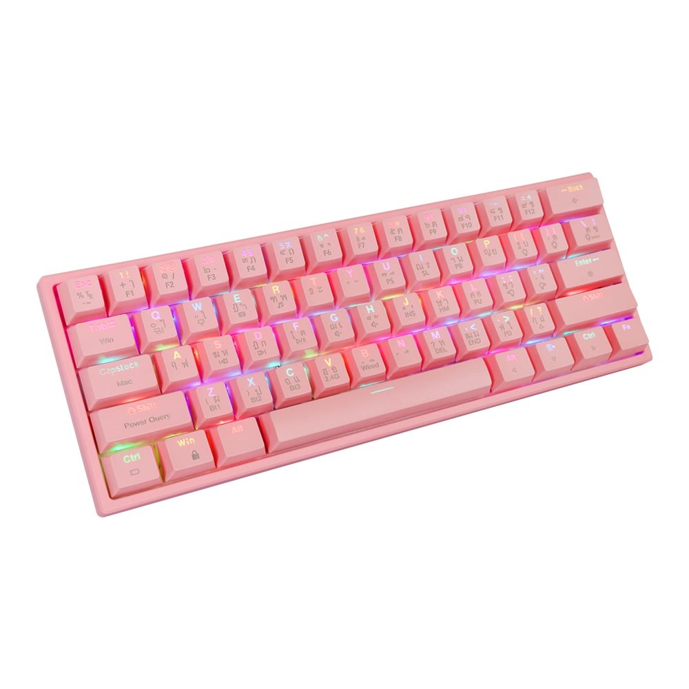 คีย์บอร์ดเกมมิ่ง Tsunami Gaming Keyboard MK-61 Max Sakura Pink Red Switch