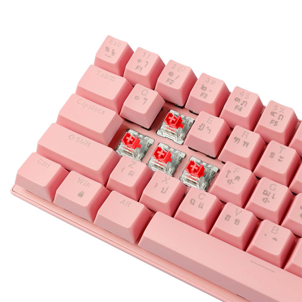 คีย์บอร์ดเกมมิ่ง Tsunami Gaming Keyboard MK-61 Max Sakura Pink Red Switch