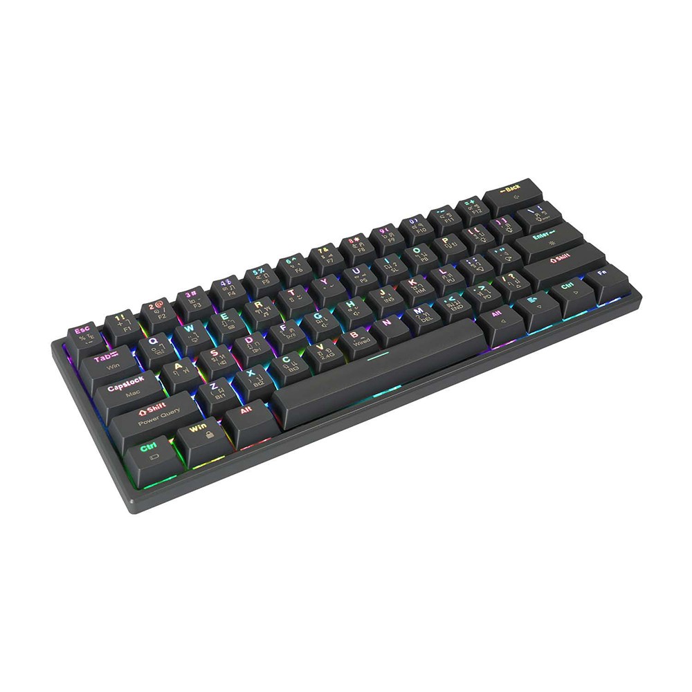 คีย์บอร์ดเกมมิ่ง Tsunami Gaming Keyboard MK-61 Max Graphite Gray Red Switch