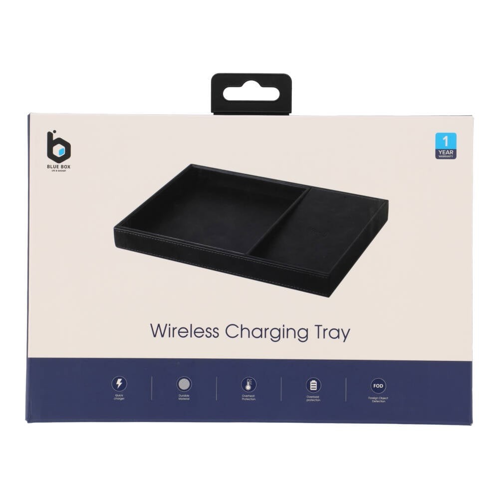 Blue Box Wireless charging Organizer Tray 10W Black PU