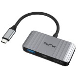 Raycue Port Hub 3-in-1 USB-C to USB-A, USB-C, HDMI (HC-RC2301) Space Gray