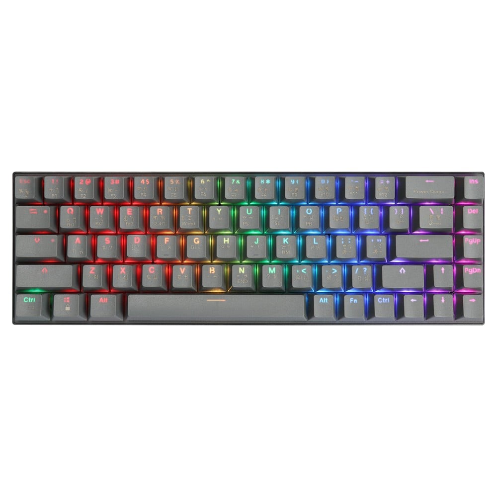 คีย์บอร์ดเกมมิ่ง Tsunami Gaming Keyboard MK-68 Max Cement Gray Red Switch