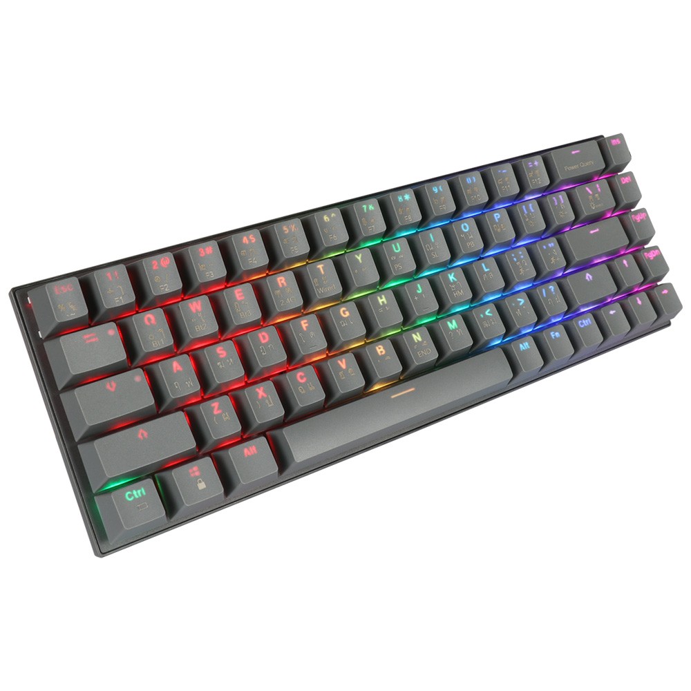 คีย์บอร์ดเกมมิ่ง Tsunami Gaming Keyboard MK-68 Max Cement Gray Red Switch