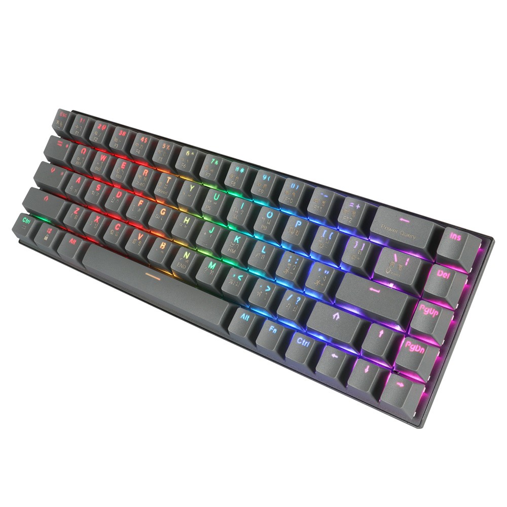 คีย์บอร์ดเกมมิ่ง Tsunami Gaming Keyboard MK-68 Max Cement Gray Red Switch