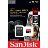 เมมโมรี่การ์ด SanDisk Extreme Pro microSDXC 512GB V30 U3 C10 A2 200MB/s R 140MB/s W with SD adaptor (SDSQXCD-512G-GN6MA)