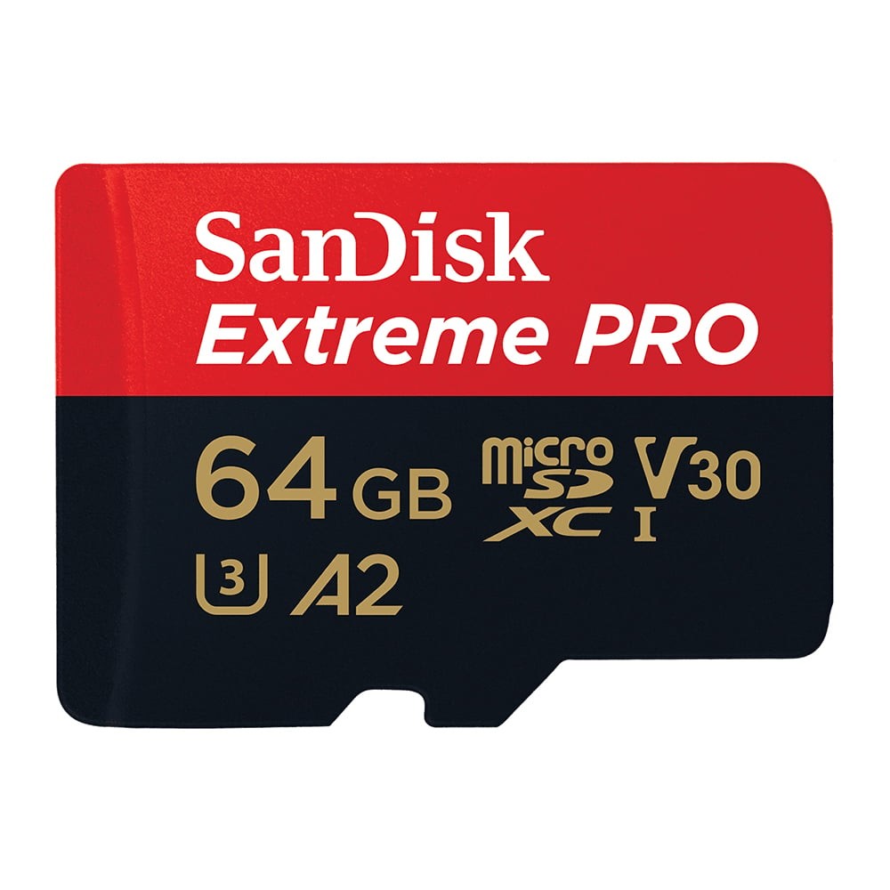 เมมโมรี่การ์ด SanDisk Extreme Pro microSDXC 64GB V30 U3 C10 A2 200MB/s R 140MB/s W with SD adaptor (SDSQXCD-64G-GN6MA)