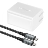 ACEFAST Wall USB Charger 1 USB-A / 1 USB-C (PD65W) (US) + USB-C to USB-C Cable 1.8M White