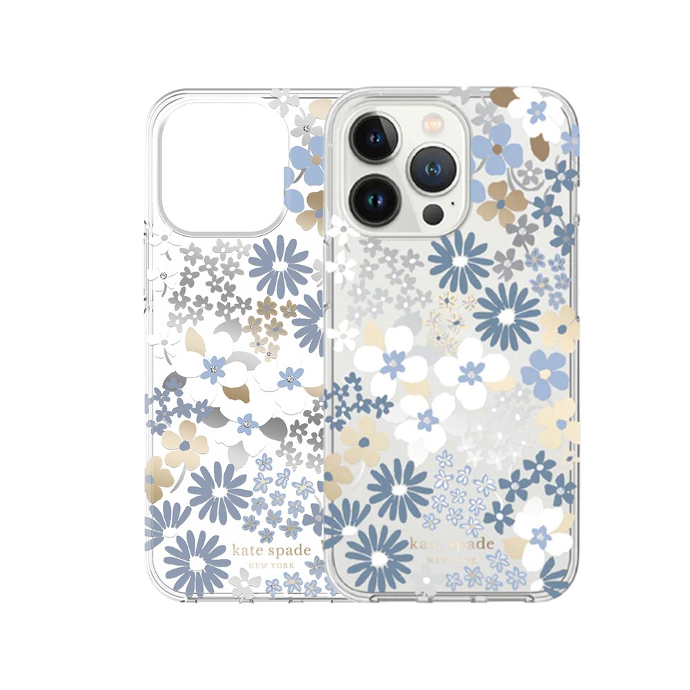 เคส Kate Spade New York iPhone 14 Pro Max Flower Fields/Dusty Blue/Silver Foil/Gold Foil/Gems