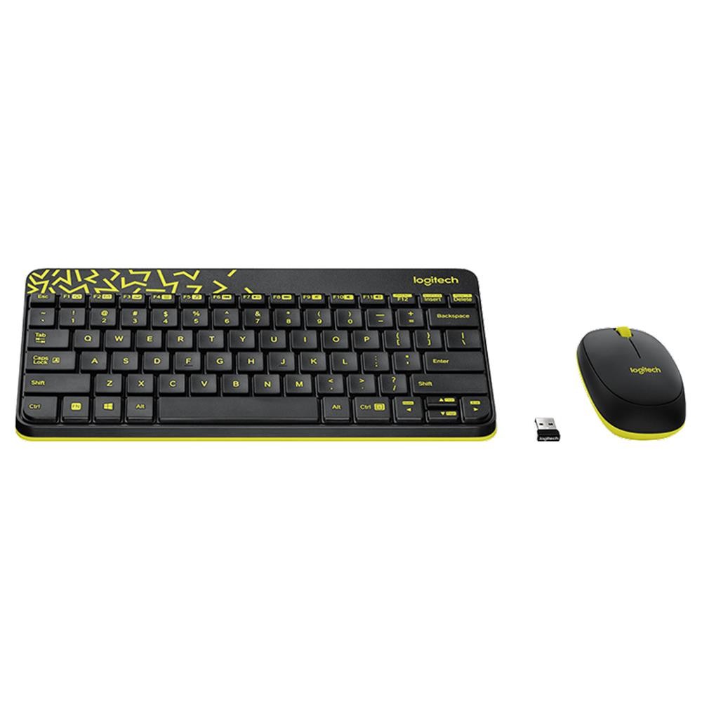 เมาส์และคีย์บอร์ด Logitech Wireless Mouse + Keyboard MK240 Black Chartreuse (TH/EN)