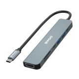BWOO Port Hub 7-in-1 USB-C to 3x USB-A, HDMI, Micro SD, SD and PD (GD-TA608) Gray