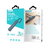 BWOO Port Hub 7-in-1 USB-C to 3x USB-A, HDMI, Micro SD, SD and PD (GD-TA608) Gray