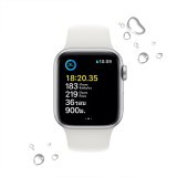 Apple Watch SE GPS + Cellular 44mm Silver Aluminium Case with White Sport Band