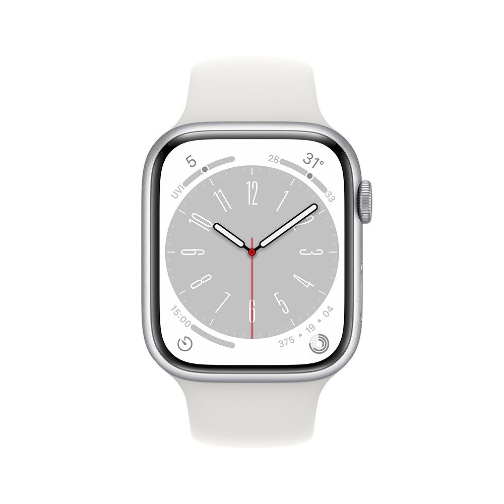 Apple Watch Series 8 GPS 45mm Silver Aluminium Case with White Sport Band