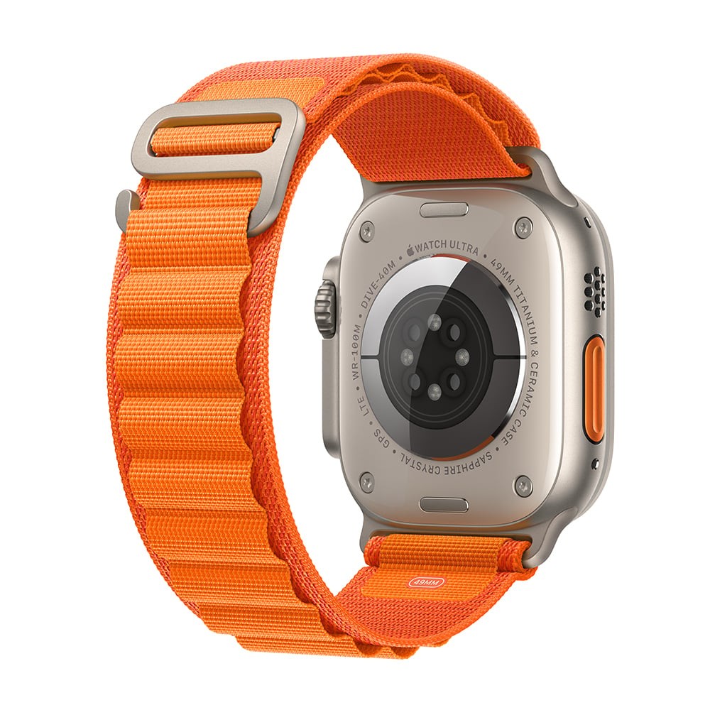 Apple Watch Ultra GPS + Cellular 49mm Titanium Case with Orange Alpine Loop - Large