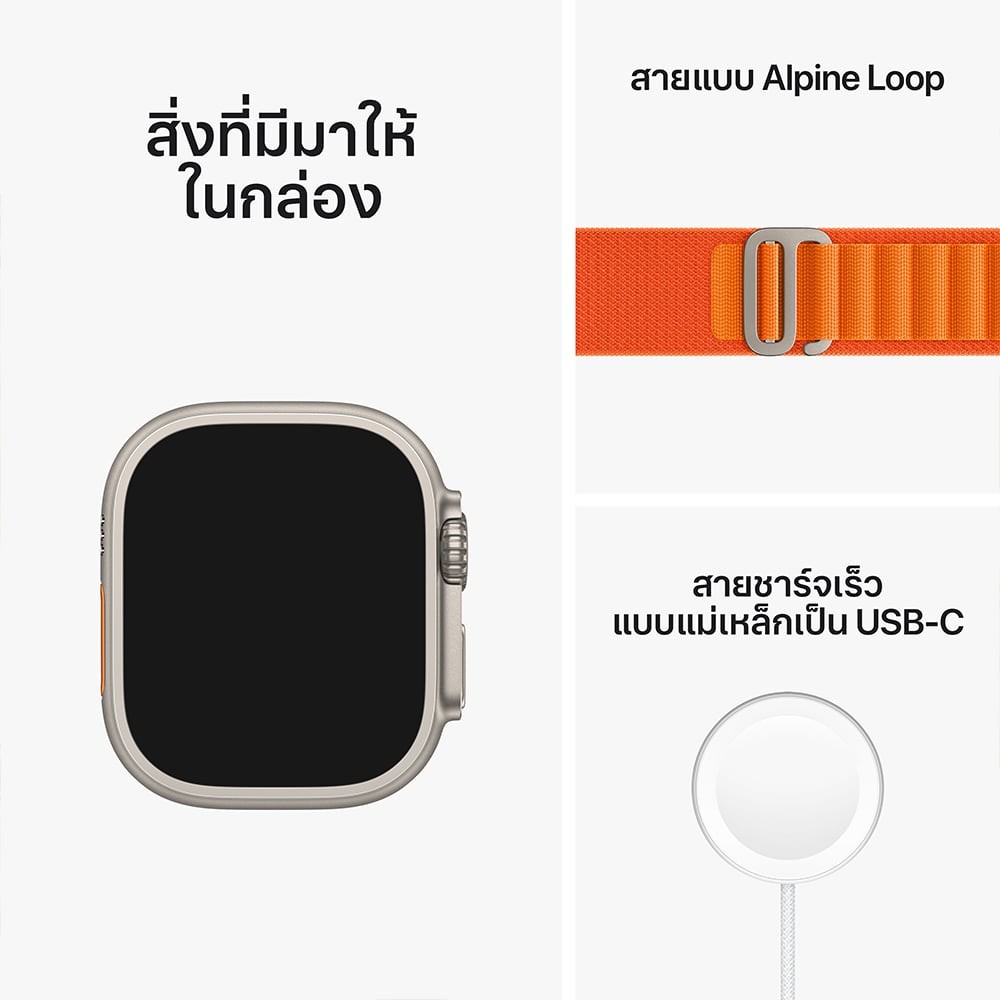 Apple Watch Ultra GPS + Cellular 49mm Titanium Case with Orange Alpine Loop - Large