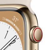 Apple Watch Series 8 GPS + Cellular 45mm Gold Stainless Steel Case with Starlight Sport Band