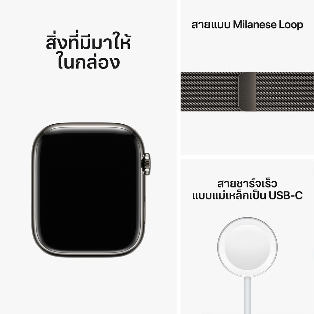 Apple Watch Series 8 GPS + Cellular 45mm Graphite Stainless Steel Case with Graphite Milanese Loop