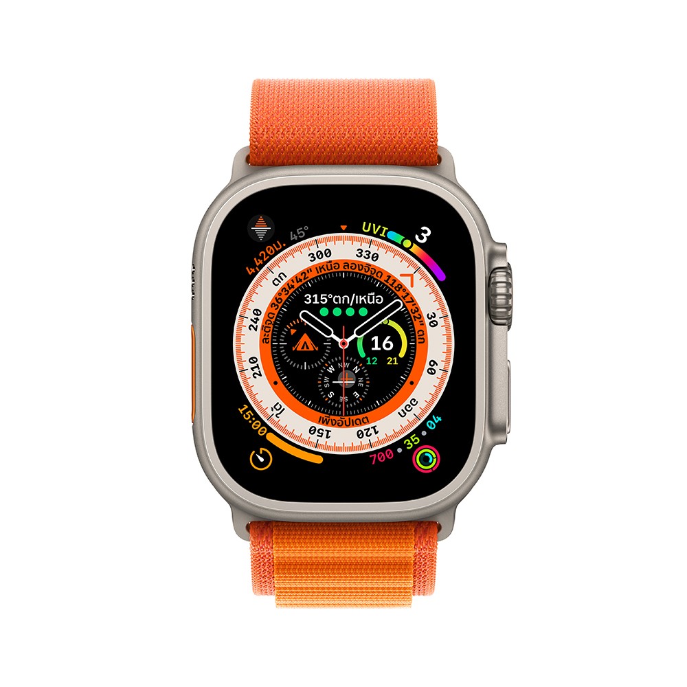 Apple Watch Ultra GPS + Cellular 49mm Titanium Case with Orange Alpine Loop - Medium