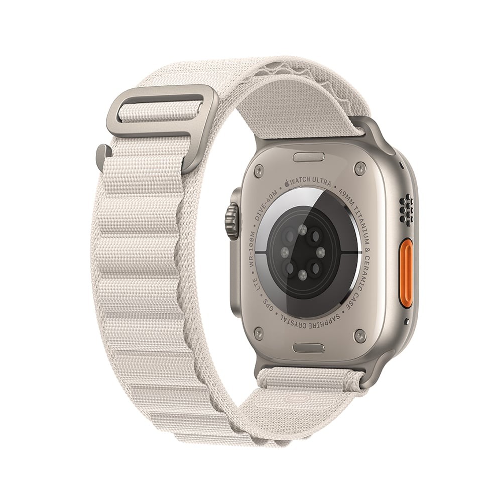 Apple Watch Ultra GPS + Cellular 49mm Titanium Case with Starlight Alpine Loop - Medium