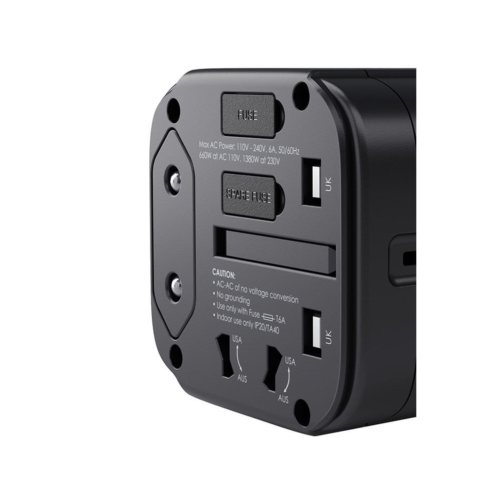 หัวแปลงปลั๊กไฟ AUKEY Minima Travel Mate Universal Adapter (PA-TA01) Black