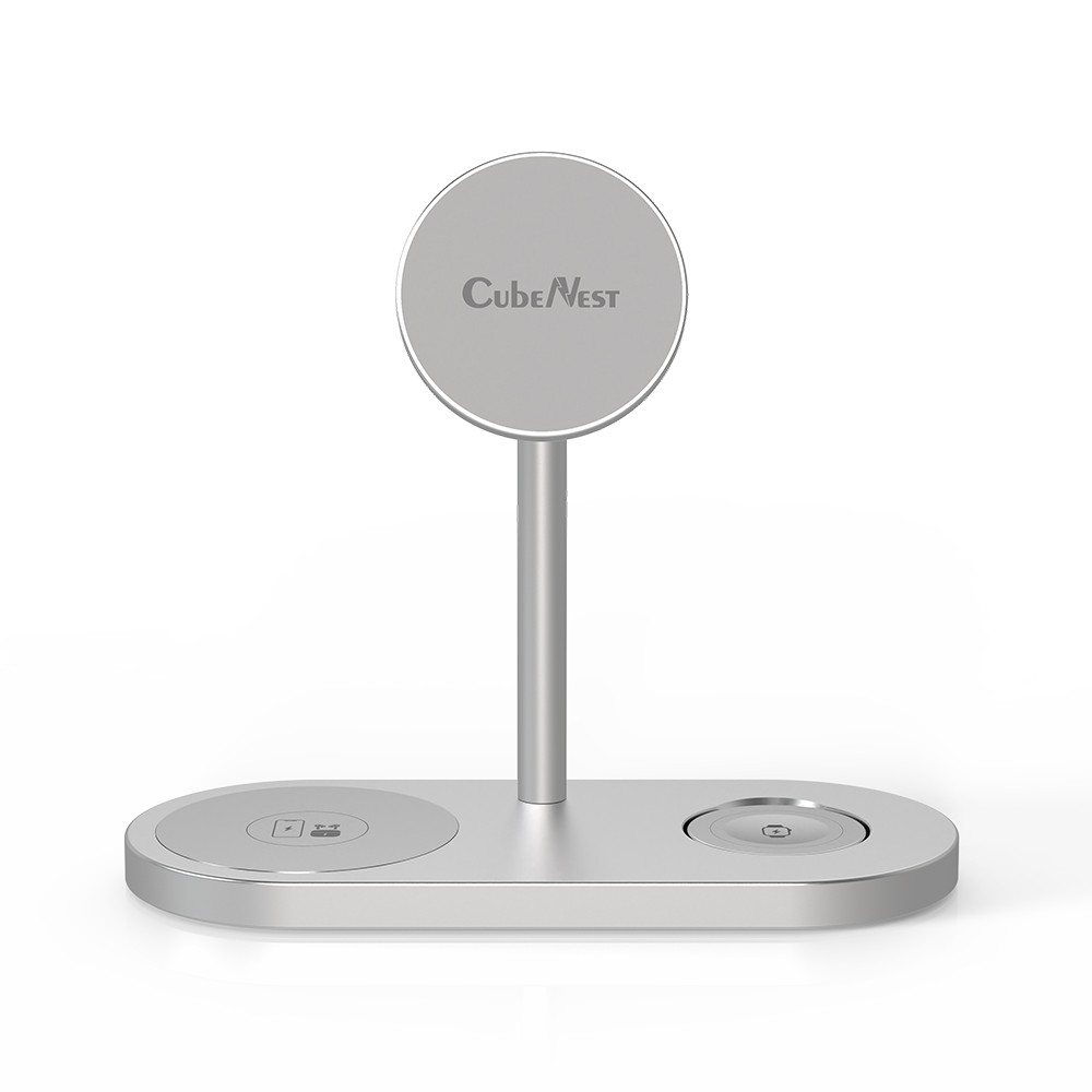 ที่ชาร์จไร้สาน CubeNest 3-in-1 Wireless Charger Magnetic Stand 30W Silver