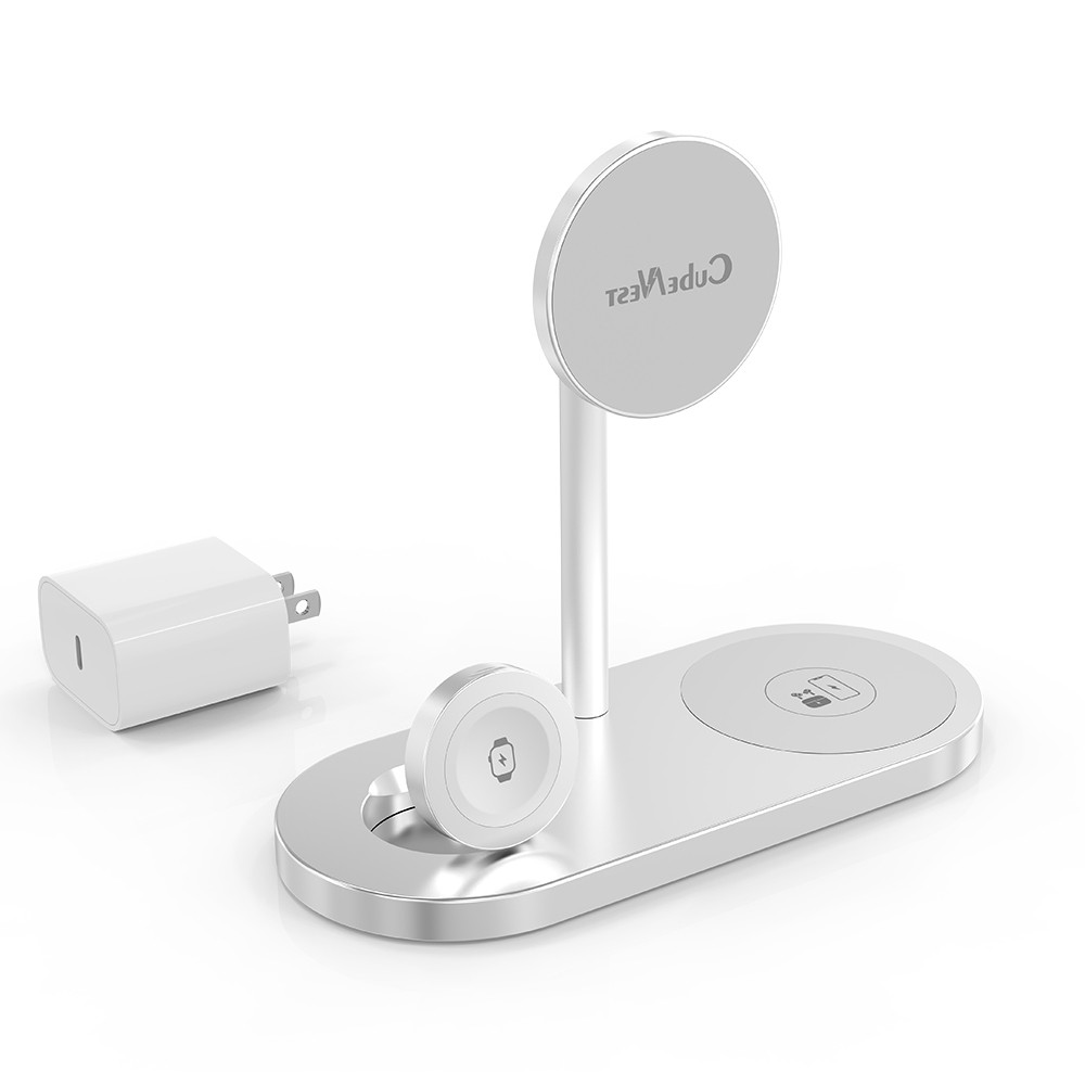 ที่ชาร์จไร้สาน CubeNest 3-in-1 Wireless Charger Magnetic Stand 30W Silver