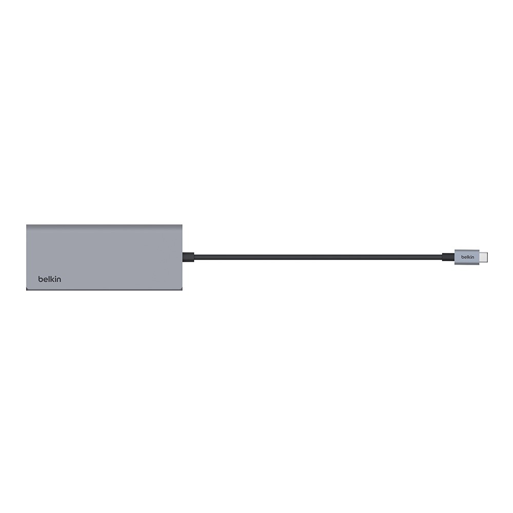 Belkin Port Hub 7-in-1 USB-C to 2x USB-A, USB-C, SD/MicroSD, HDMI and Lan (INC009btSGY) Gray