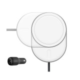 Belkin BOOSTCHARGE Pro Car Wireless Charging vent mount with MagSafe and Car Charger (WIC008btGR-NC) Silver