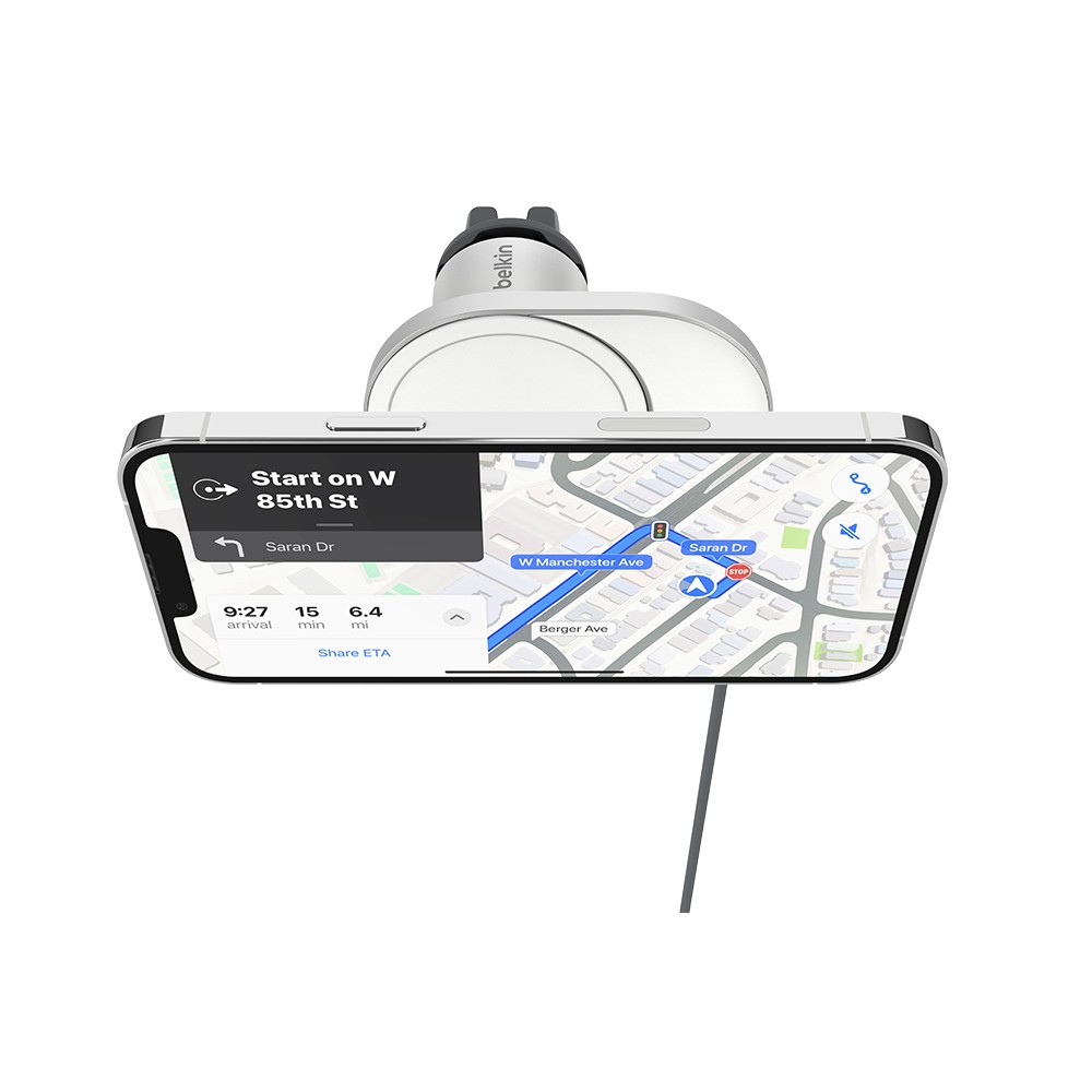 Belkin BOOSTCHARGE Pro Car Wireless Charging vent mount with MagSafe and Car Charger (WIC008btGR-NC) Silver