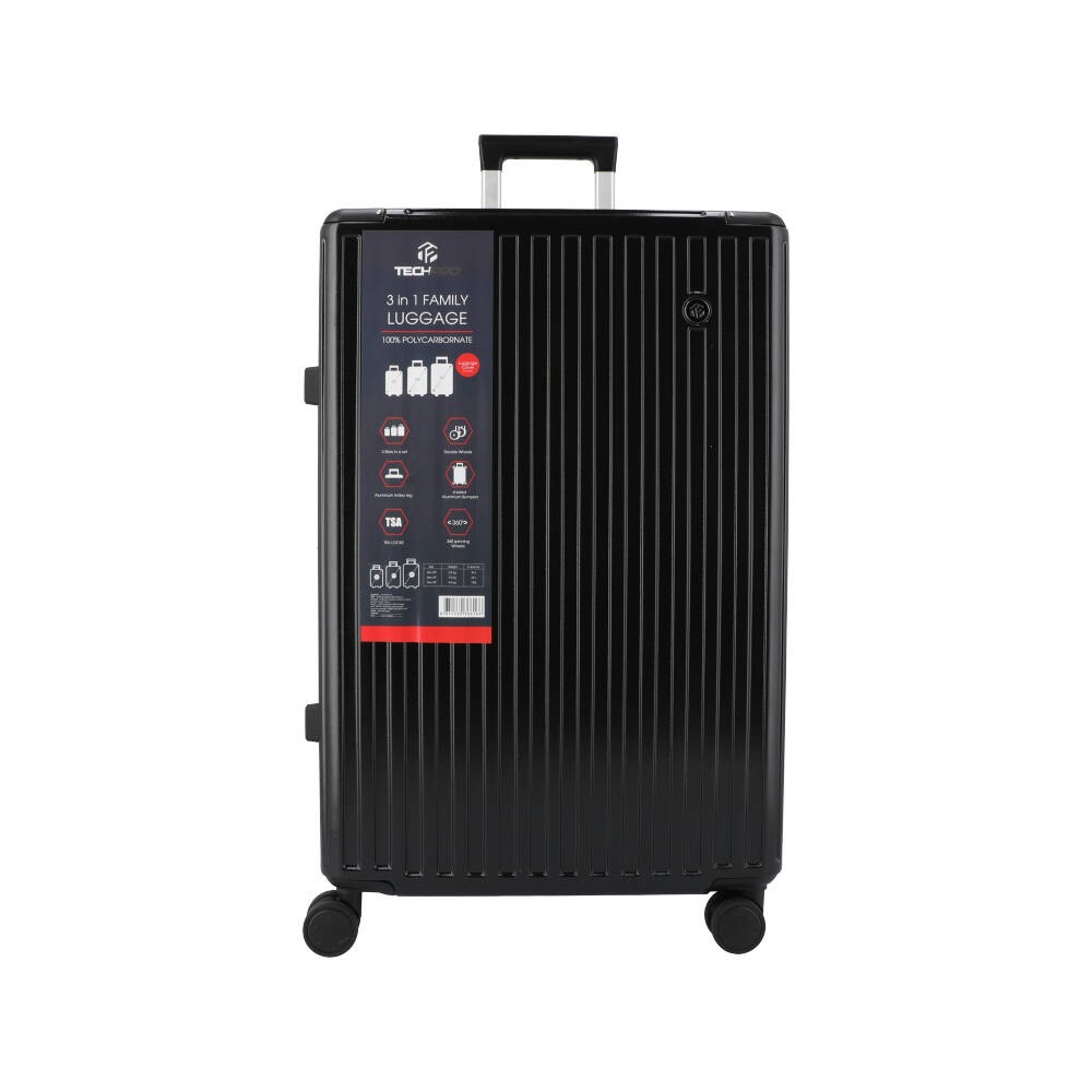 กระเป๋าเดินทาง TECHPRO Luggage Suitcase Set 20+24+28 inches PC100% - Black