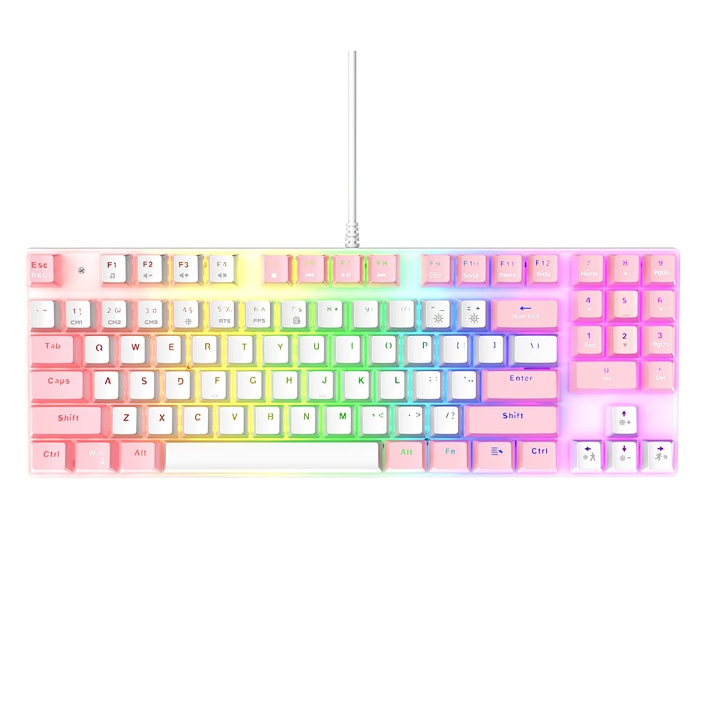 คีย์บอร์ดเกมมิ่ง Onikuma Gaming Keyboard Haru Mini RGB White/Pink