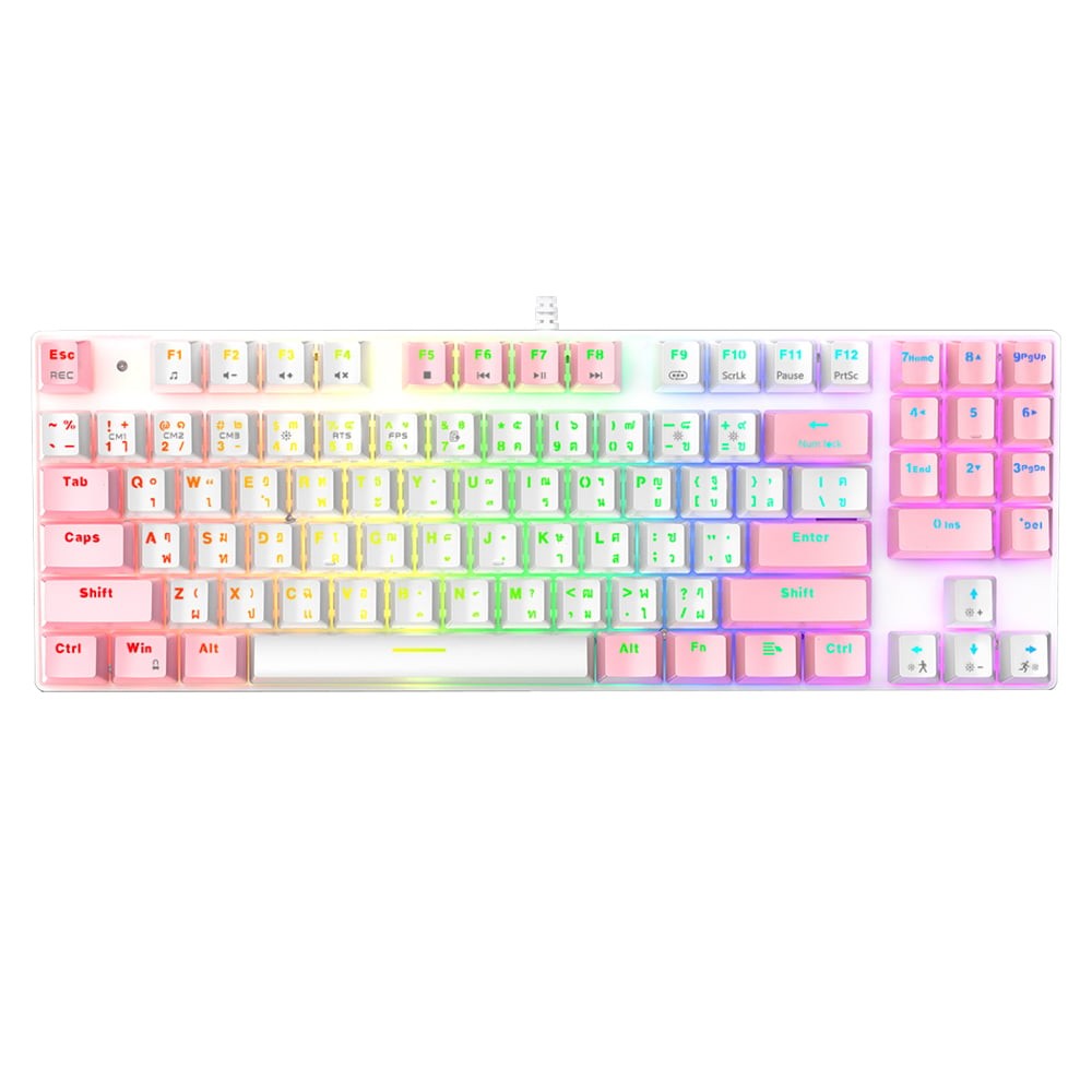 คีย์บอร์ดเกมมิ่ง Onikuma Gaming Keyboard Haru Mini RGB White/Pink