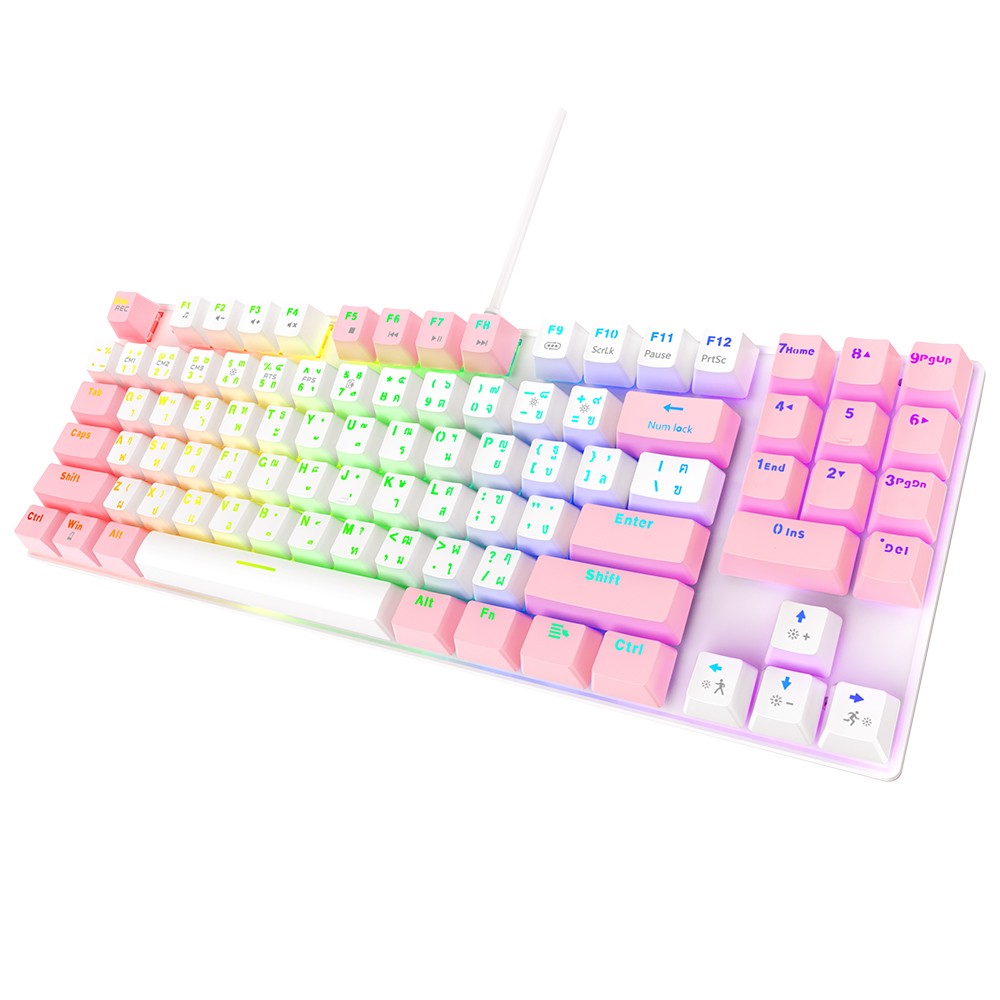 คีย์บอร์ดเกมมิ่ง Onikuma Gaming Keyboard Haru Mini RGB White/Pink