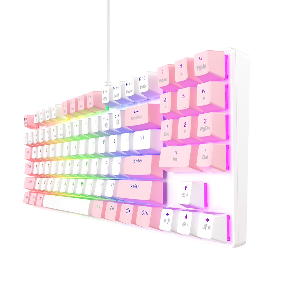 คีย์บอร์ดเกมมิ่ง Onikuma Gaming Keyboard Haru Mini RGB White/Pink