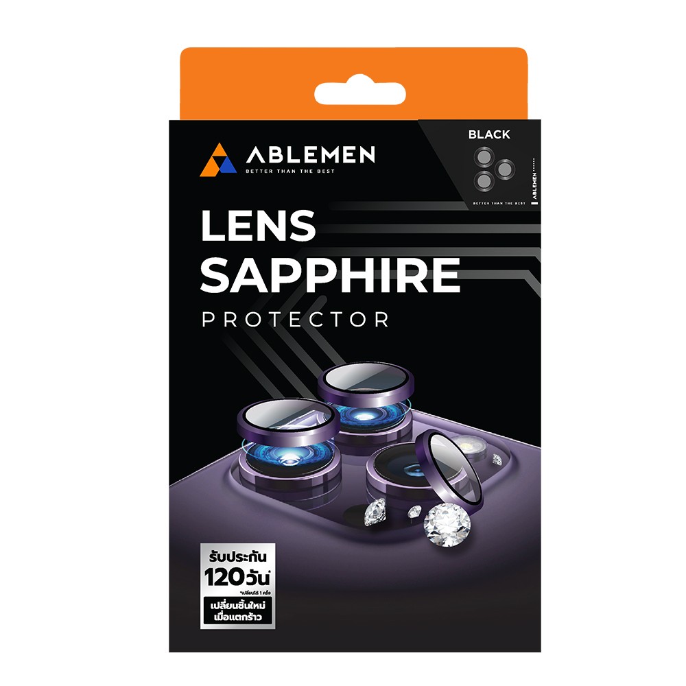 แหวนโลหะป้องกันเลนส์กล้อง Ablemen Camera Lens Sapphire iPhone 14Pro/14Pro Max Black