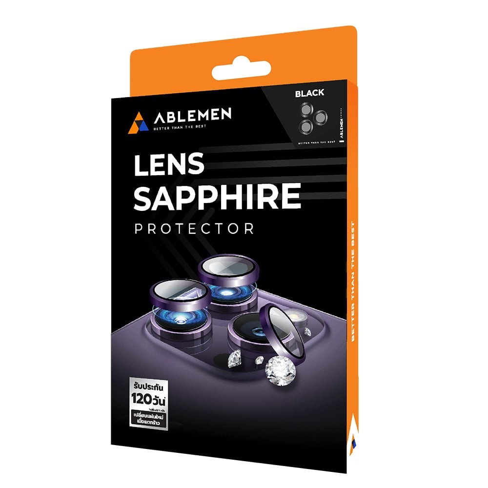แหวนโลหะป้องกันเลนส์กล้อง Ablemen Camera Lens Sapphire iPhone 14Pro/14Pro Max Black